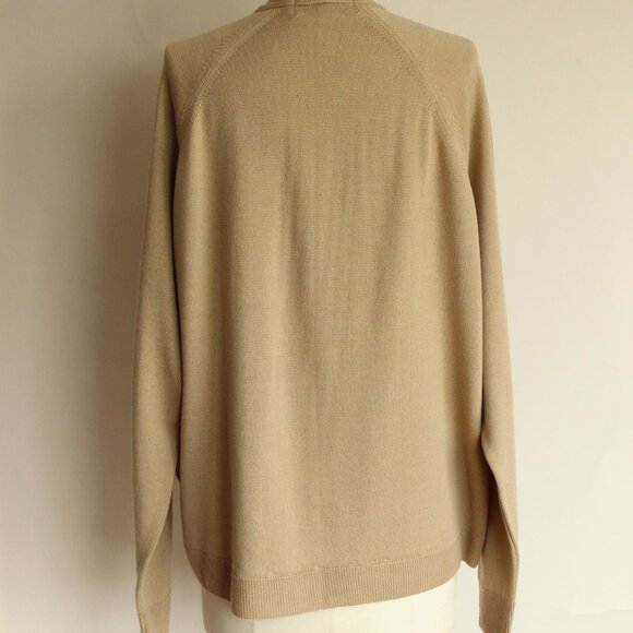 Vintage 2000s Sweater, Volup Size Edinburgh Beige Lambswool Cardigan, Y2K Knits - Picture 10 of 10
